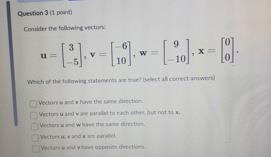 Solved Question 3 (1 ﻿point)Consider the following | Chegg.com