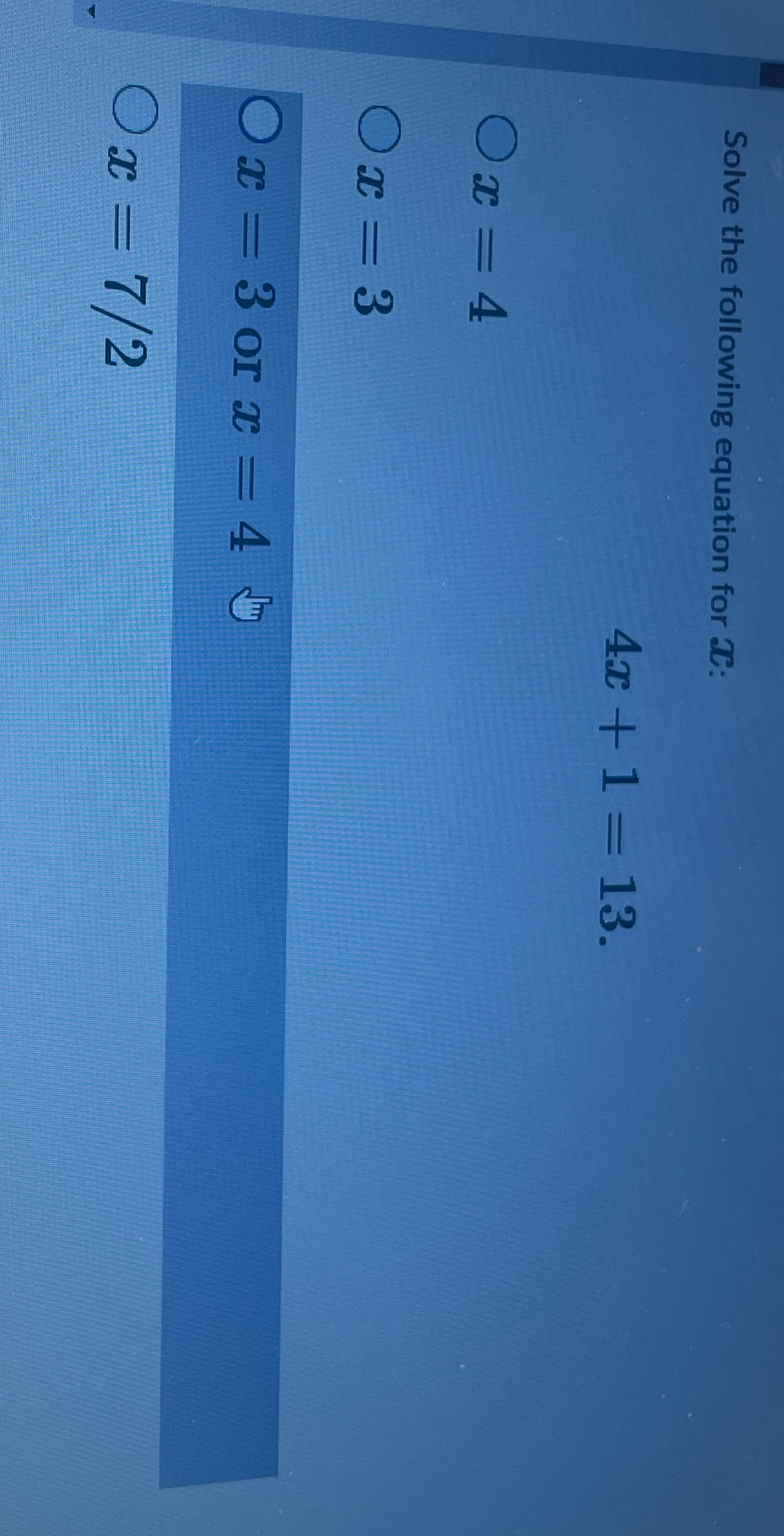 Solved Solve the following equation for x | Chegg.com
