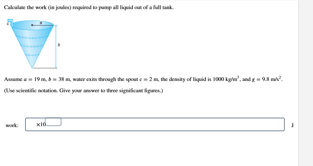 Solved Calculate the work (in joules) ﻿required to pump all | Chegg.com