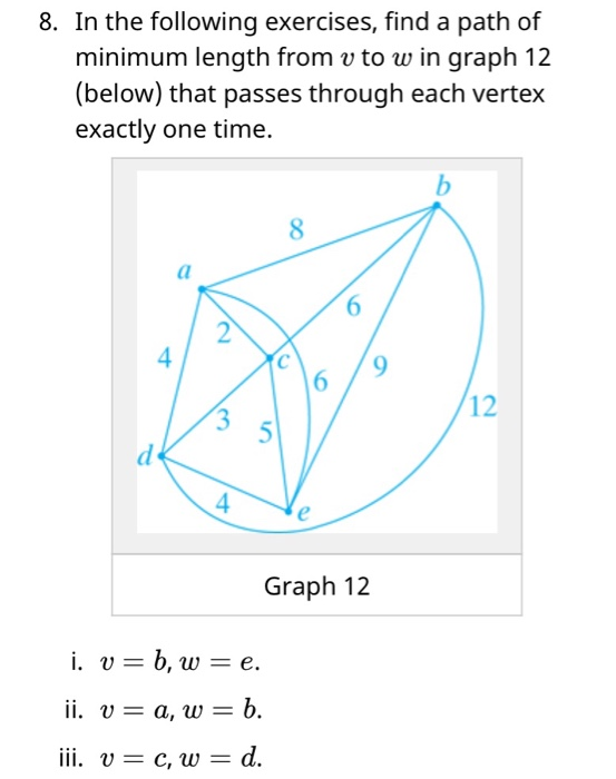 Solved 8. In the following exercises, find a path of minimum | Chegg.com