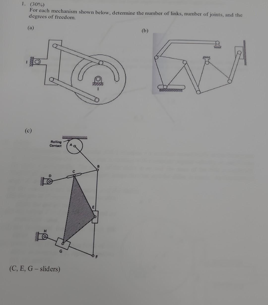 Solved 1. (30%) For each mechanism shown below, determine | Chegg.com
