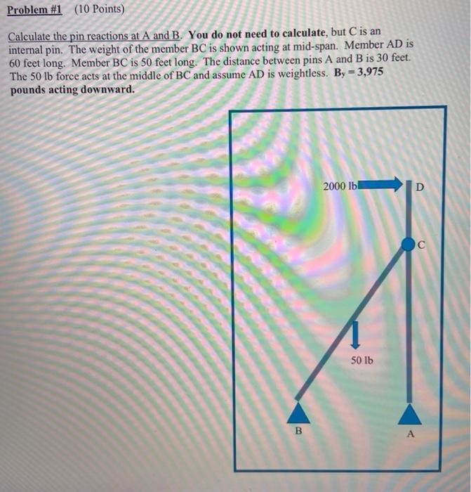 Solved Problem #1 (10 points) Calculate the pin reactions at | Chegg.com