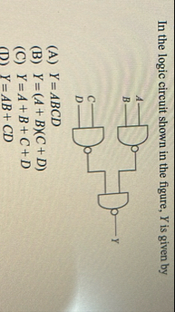 Solved In the logic circuit shown in the figure, Y ﻿is given | Chegg.com