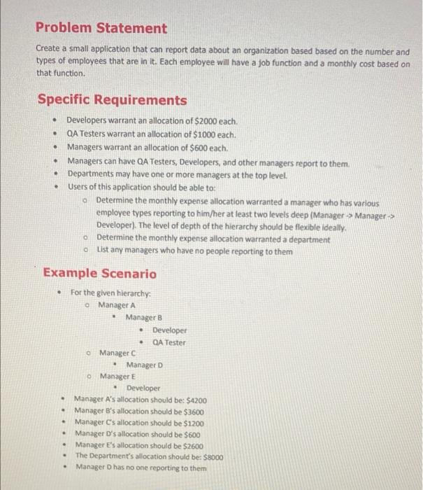 Solved Problem Statement Create a small application that can | Chegg.com