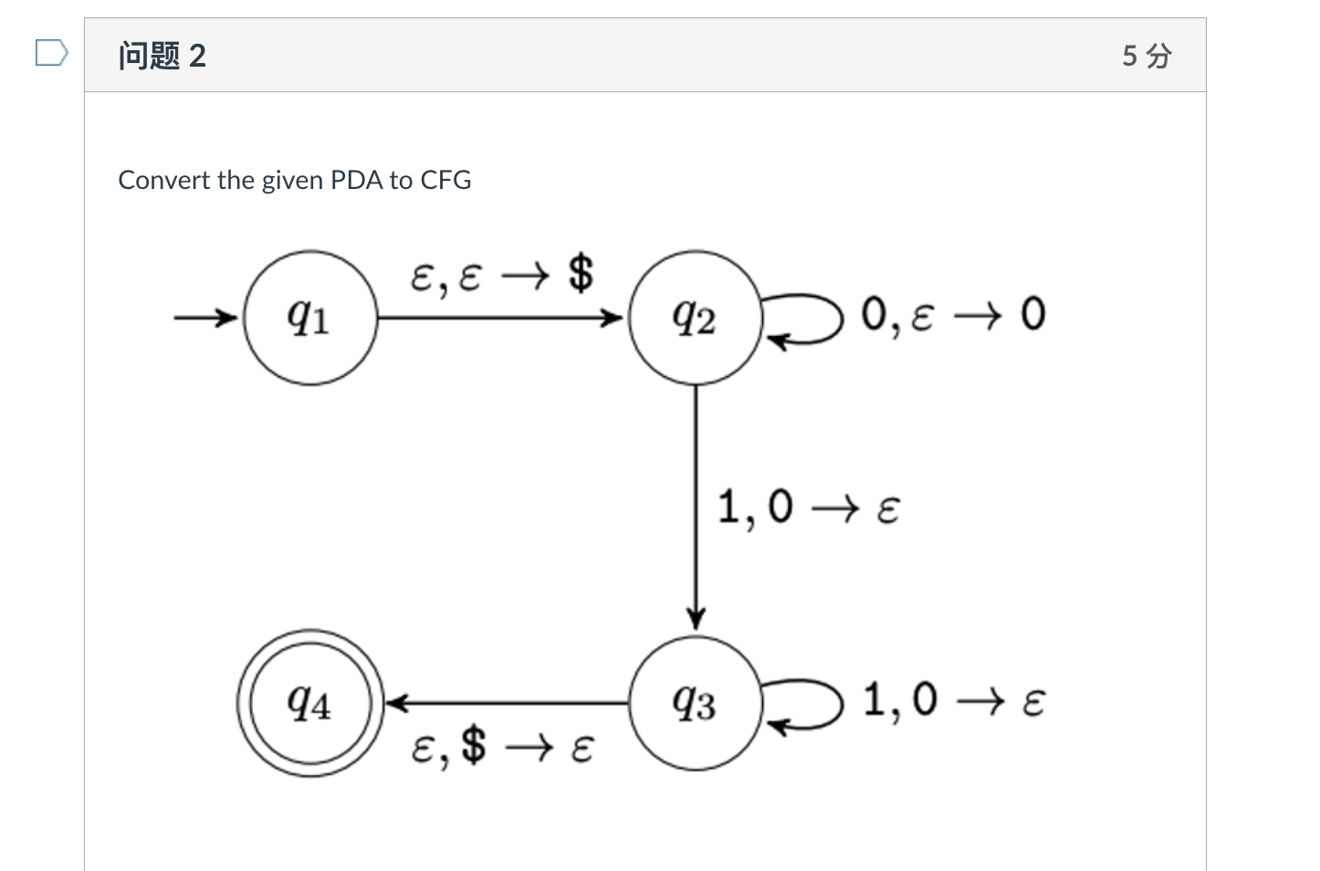 Solved convert the given pda to cfg chegg
