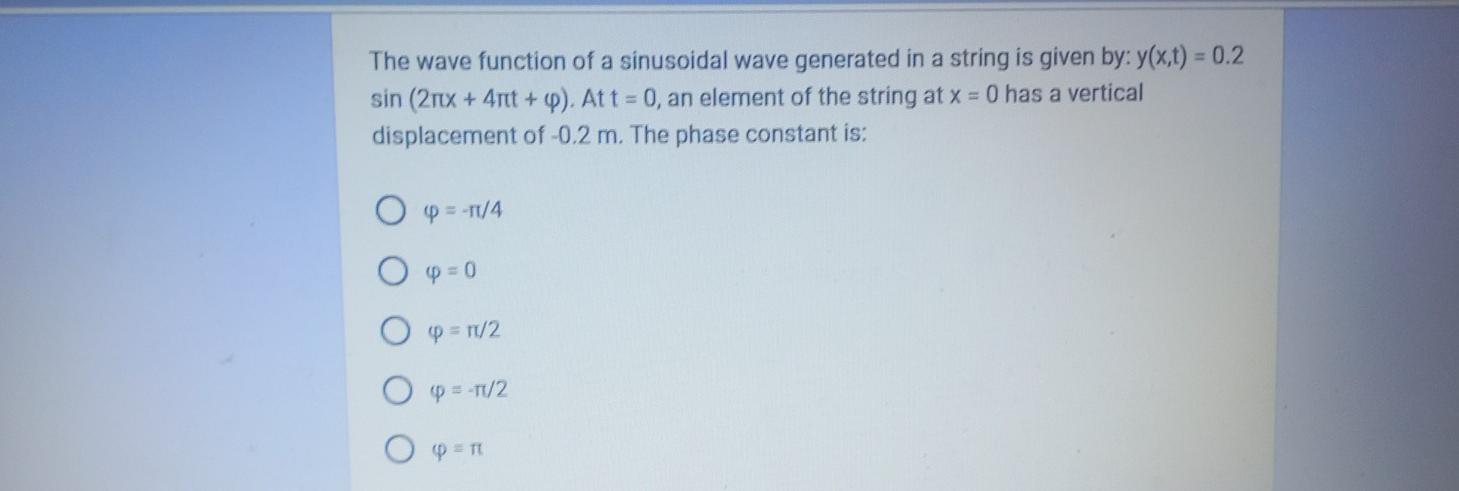Solved The wave function of a sinusoidal wave generated in a | Chegg.com