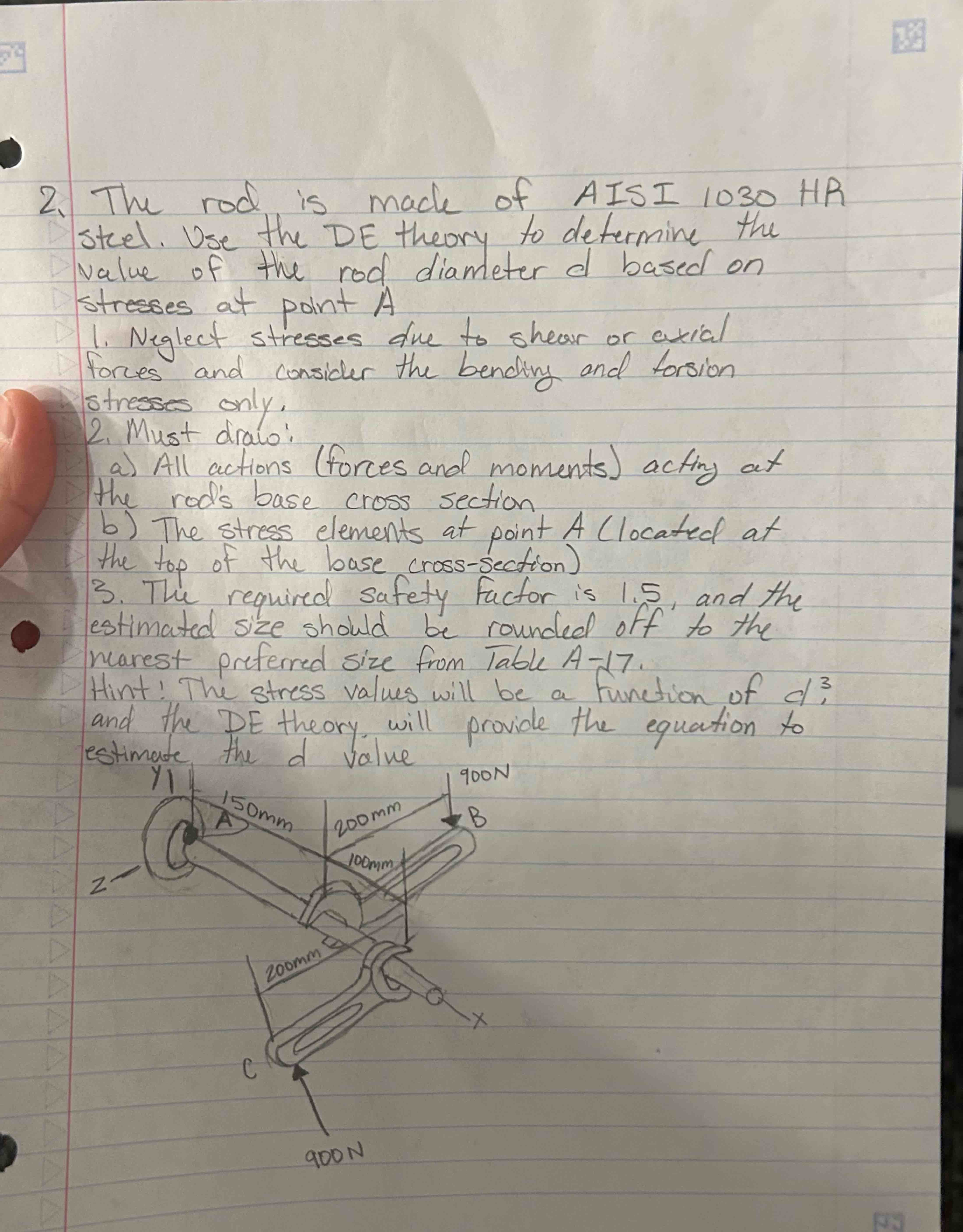 Solved 2. The rod is made of AISI 1030 HR steel. Use the DE | Chegg.com