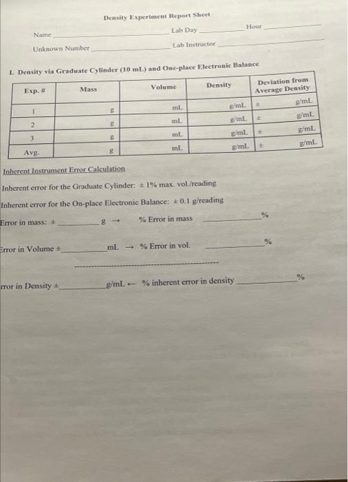 density of water experiment lab report pdf