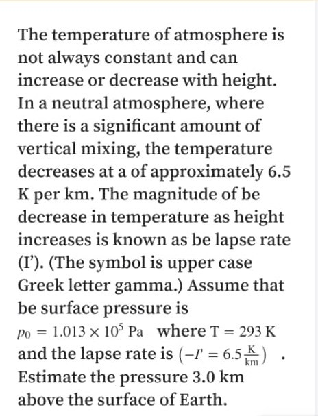 Solved The temperature of atmosphere is not always constant