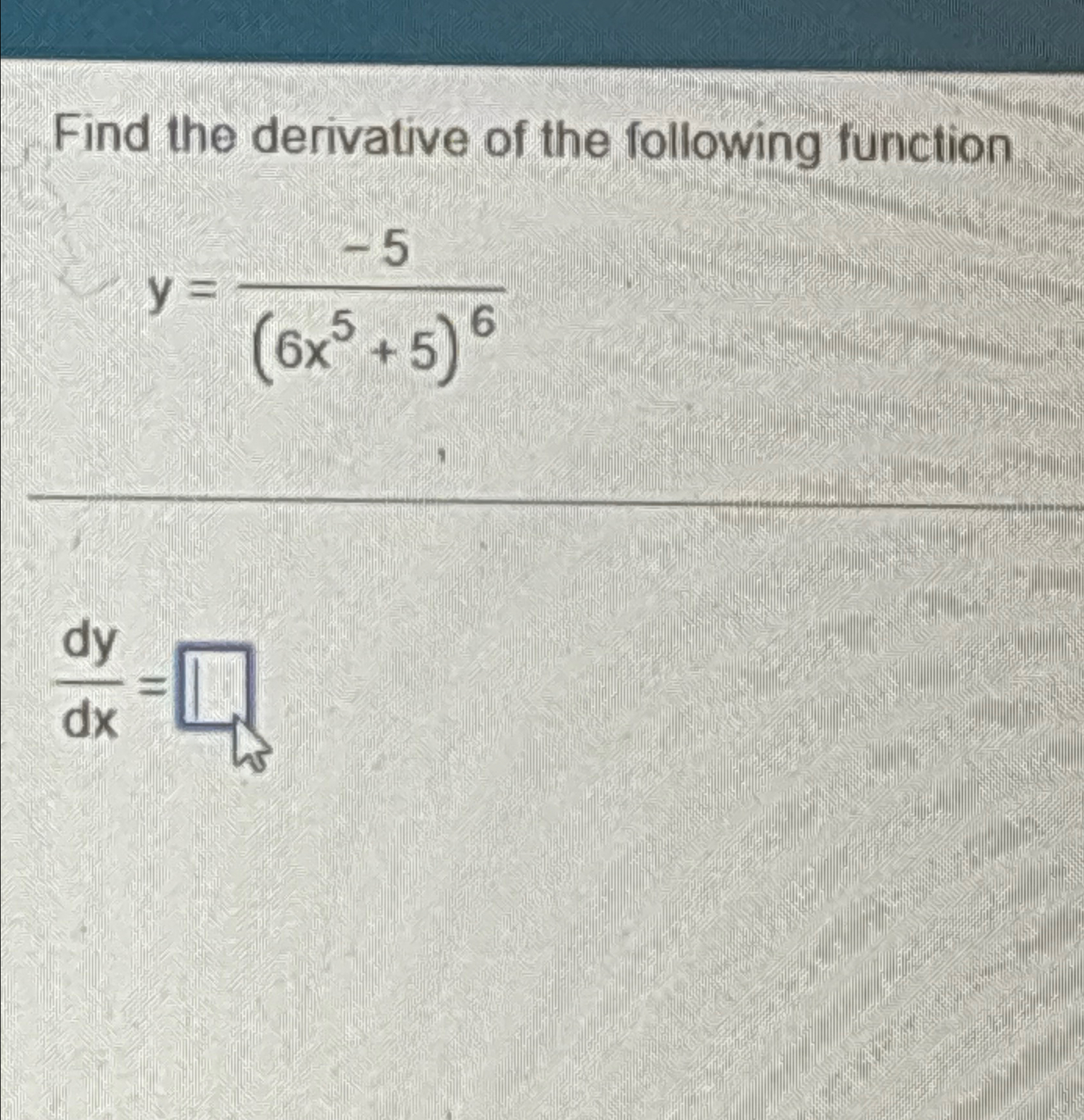 Solved Find the derivative of the following | Chegg.com