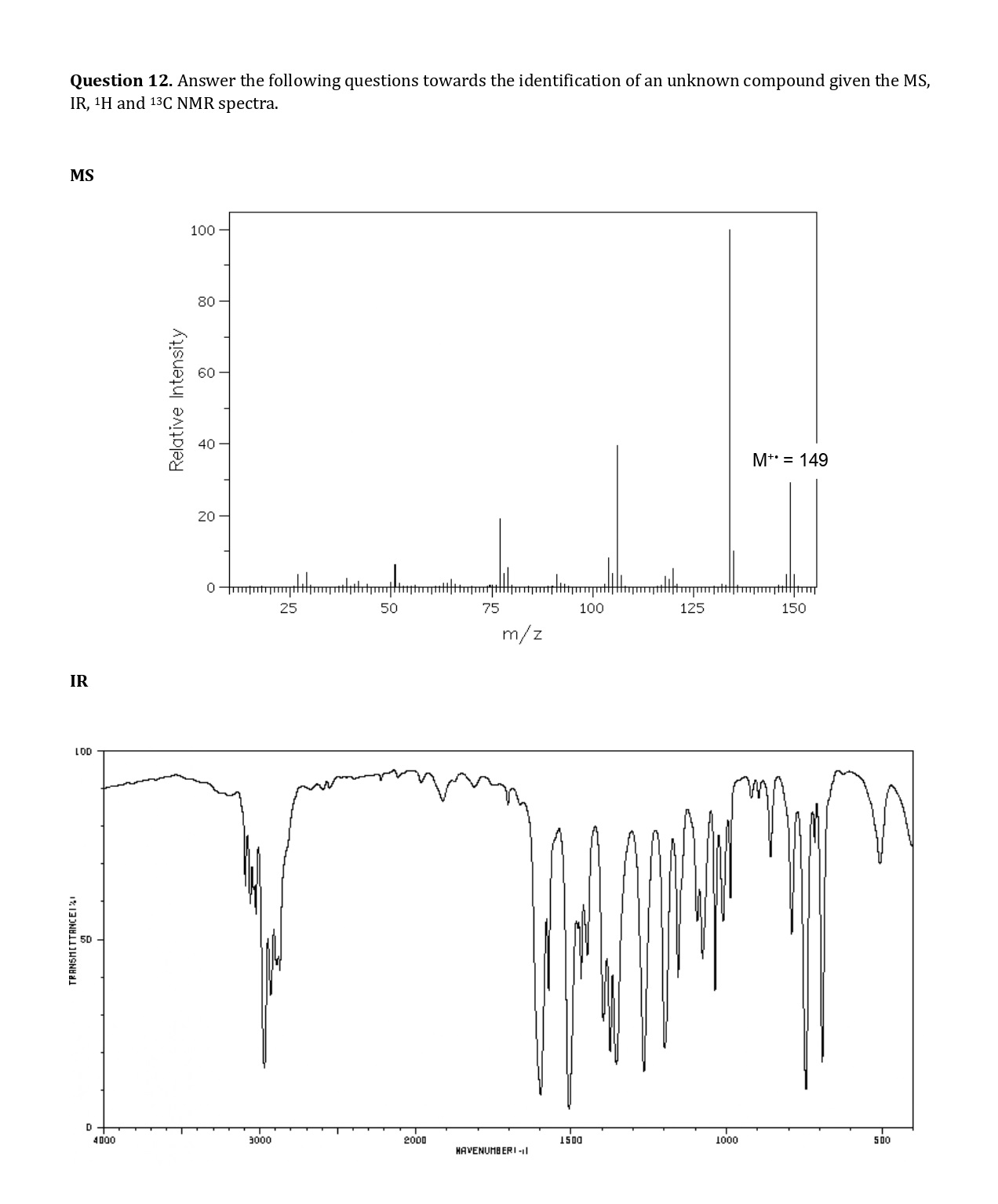 Solved ?13 ﻿C NMR (All peaks are singlets)1 ﻿H NMR (a) ﻿Do | Chegg.com