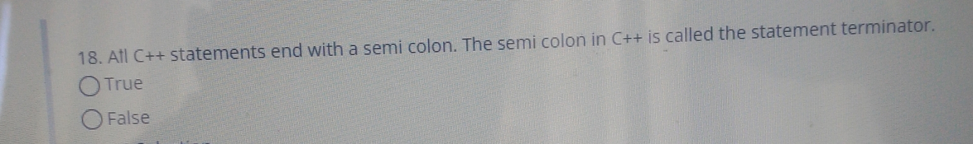 Solved Atl C++ ﻿statements end with a semi colon. The semi | Chegg.com