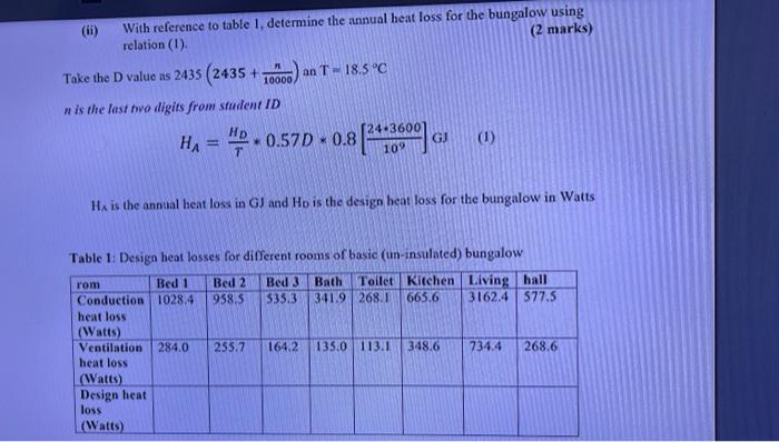Solved With Reference To Table 1 Determine The Annual He Chegg Com