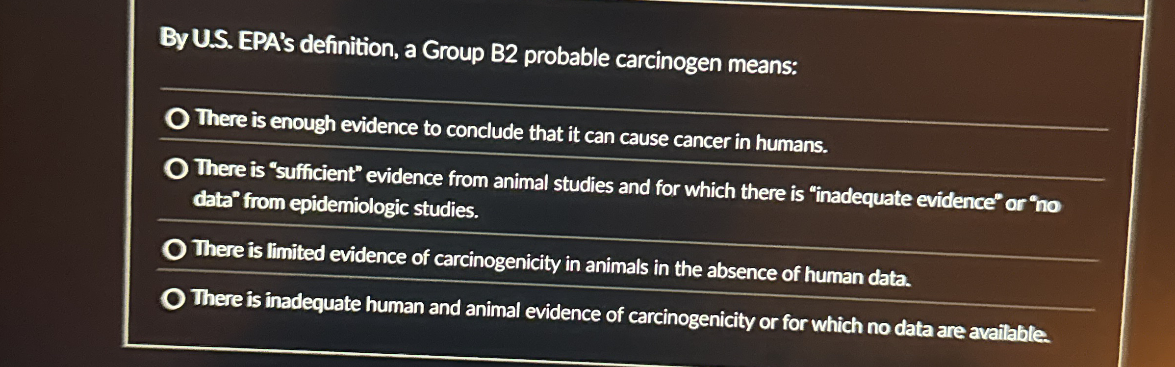 Solved By U.S. ﻿EPA's definition, a Group B2 ﻿probable | Chegg.com