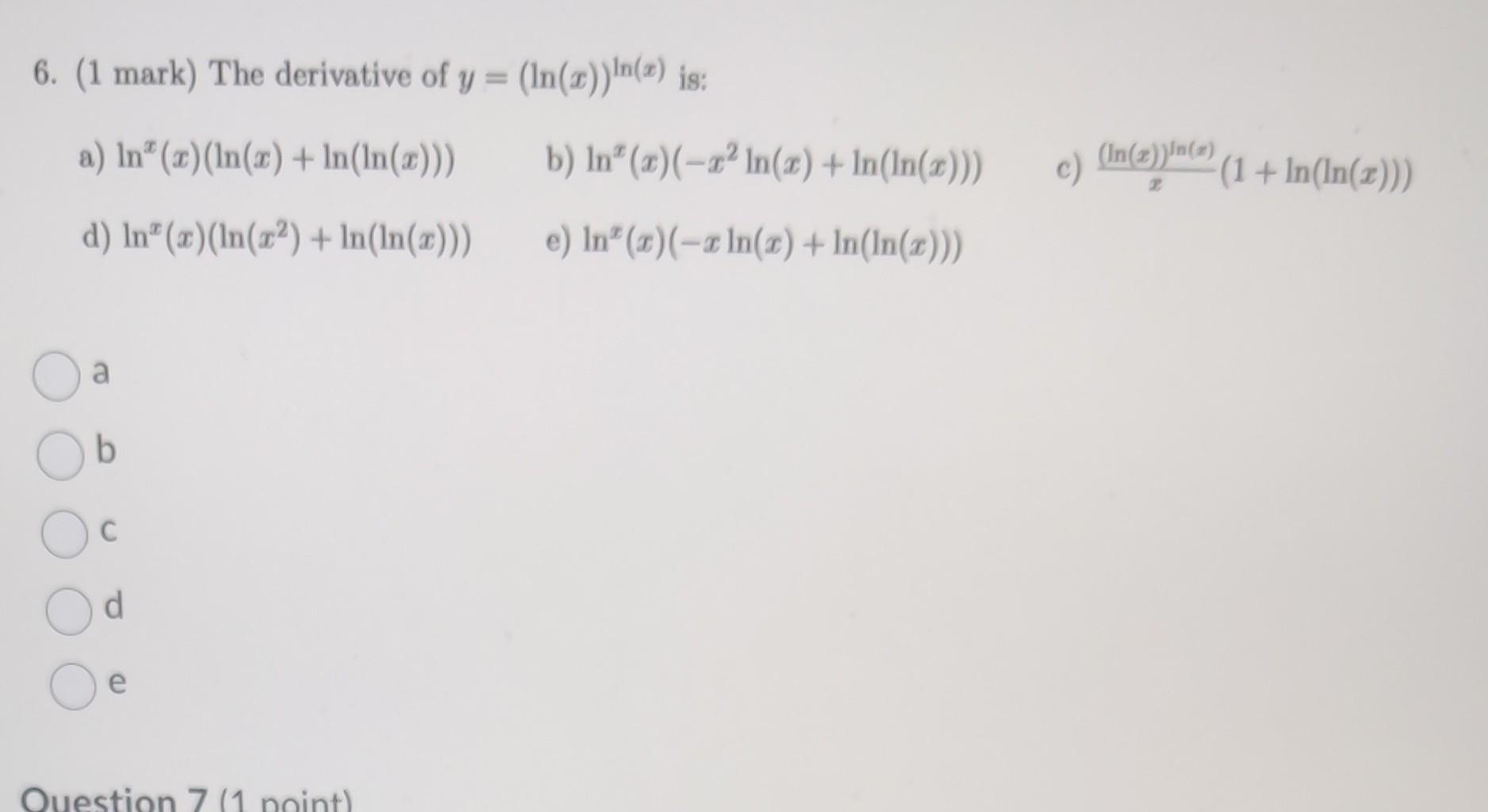 derivative of ln y wrt x