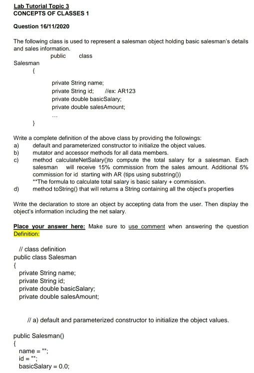 Solved Question 1: Array Of Object Using the | Chegg.com