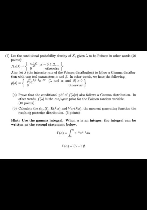 Solved (7) Let the conditional probability density of X, | Chegg.com