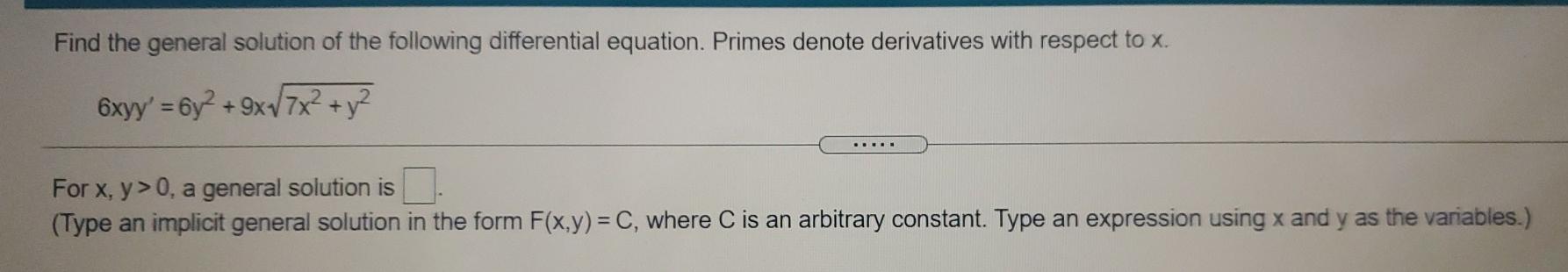 Solved Find the general solution of the following | Chegg.com