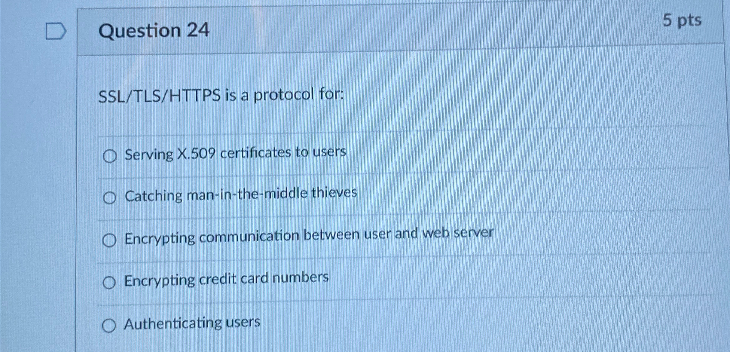 Solved Question 245 ﻿ptsSSL/TLS/HTTPS is a protocol | Chegg.com