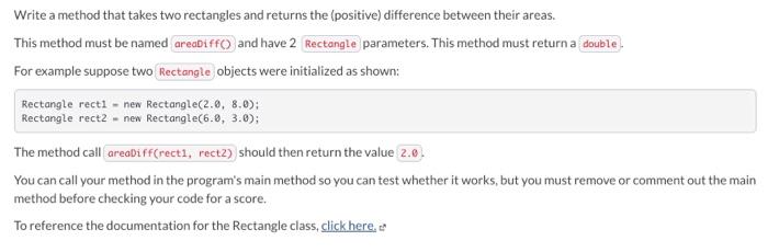 Solved Write a method that takes two rectangles and returns | Chegg.com