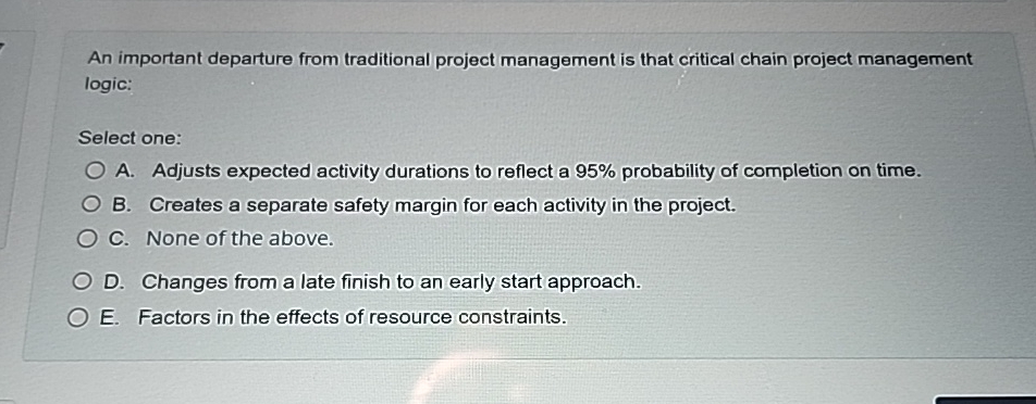Solved An important departure from traditional project | Chegg.com