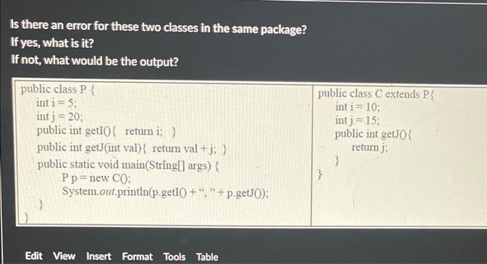 Solved Is there an error for these two classes in the same | Chegg.com
