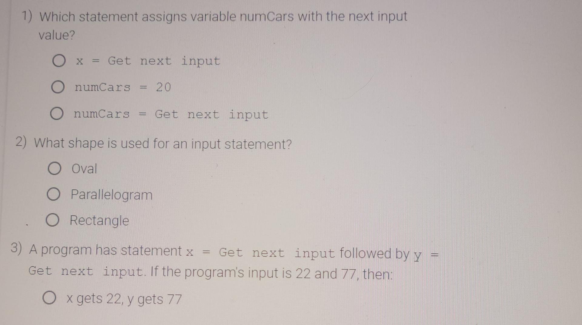 write an assignment statement to assign numcars with 99