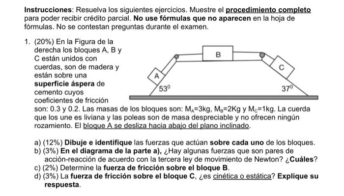 Instrucciones: Resuelva los siguientes ejercicios. Muestre el procedimiento completo para poder recibir crédito parcial. No u