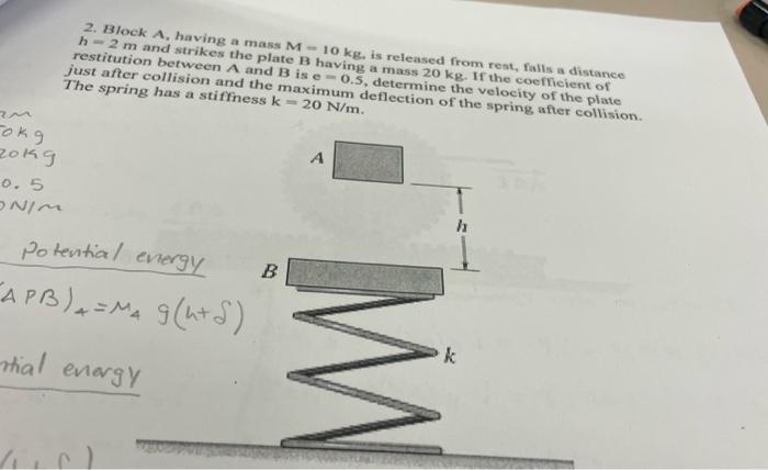 Solved 2. Block A, Having A Mass M-10 Kg, Is Released From | Chegg.com