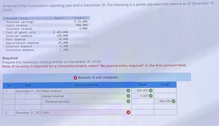Solved American Chip Corporation's reporting year-end is | Chegg.com