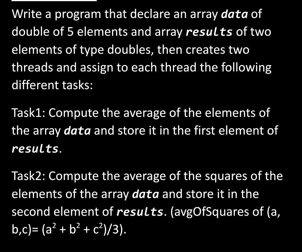 Solved Write a program that declare an array data of double | Chegg.com