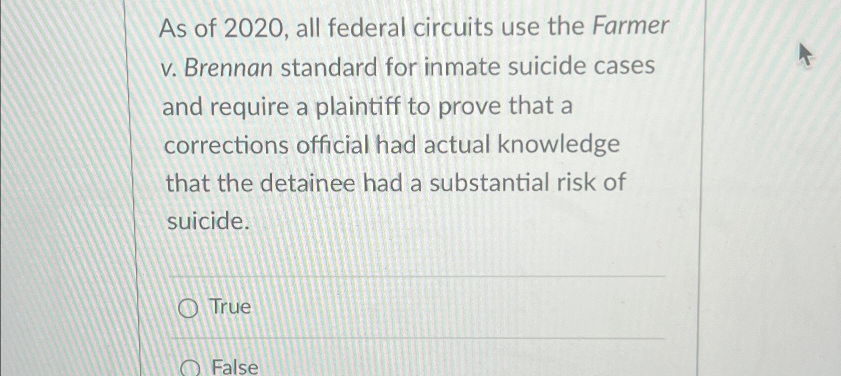 Solved As of 2020 , ﻿all federal circuits use the Farmer v.