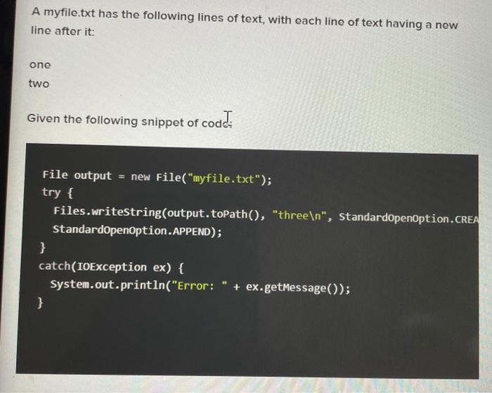 Solved A myfile.txt has the following lines of text, with