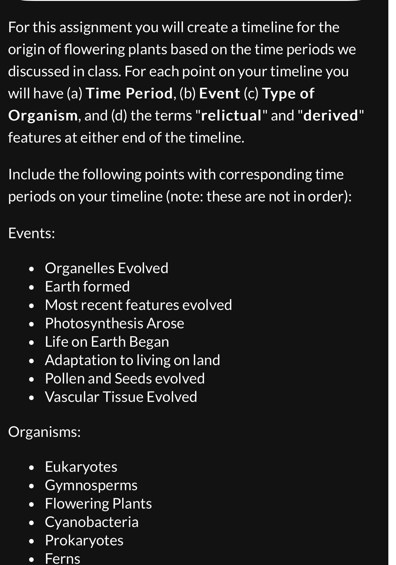 Solved For this assignment you will create a timeline for | Chegg.com