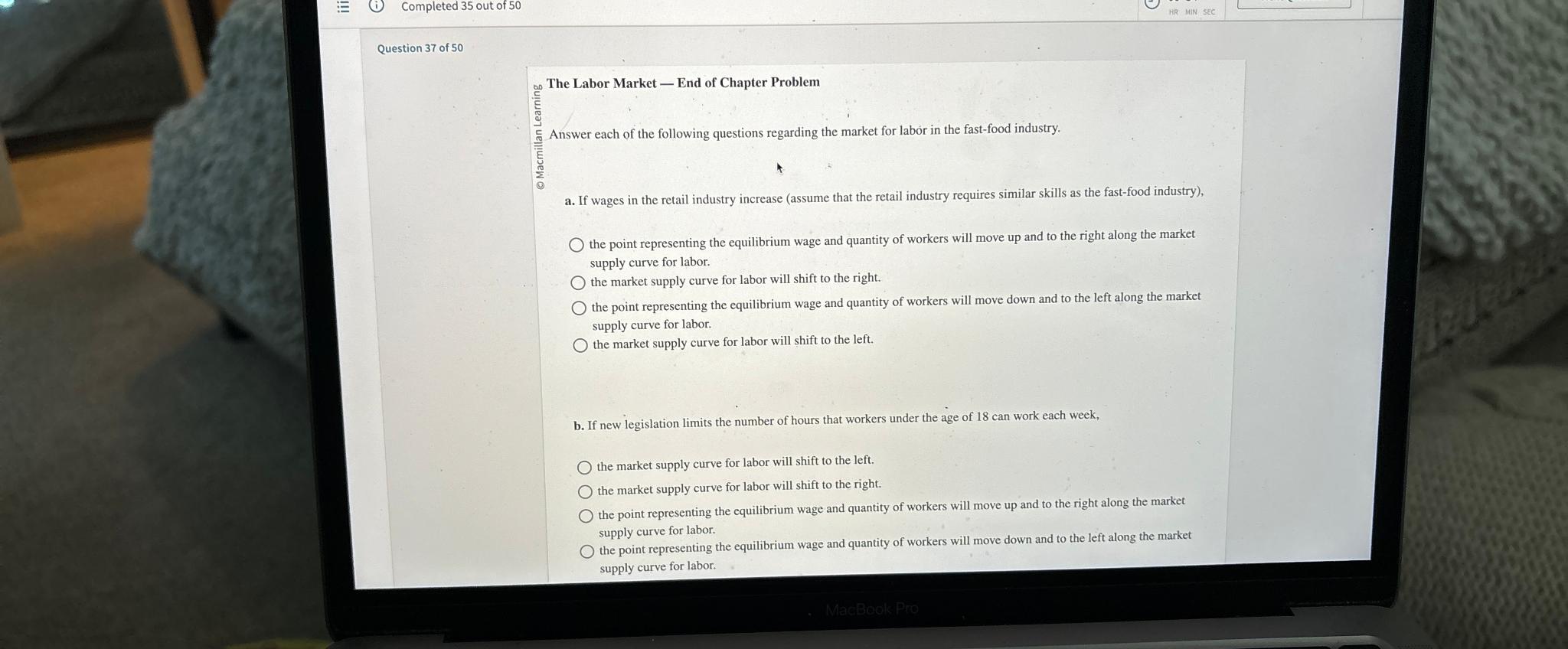 Solved Completed 35 ﻿out of 50Question 37 ﻿of 50The Labor | Chegg.com
