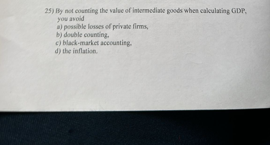 Solved By not counting the value of intermediate goods when | Chegg.com