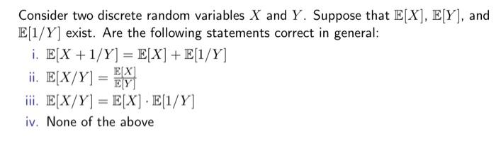 Solved = Consider two discrete random variables X and Y. | Chegg.com