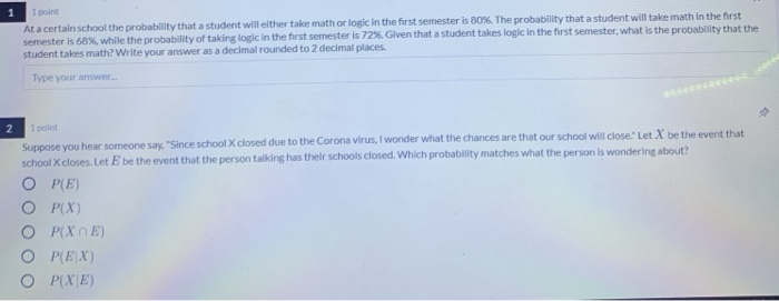 Solved 1 1 point At a certain school the probability that a | Chegg.com