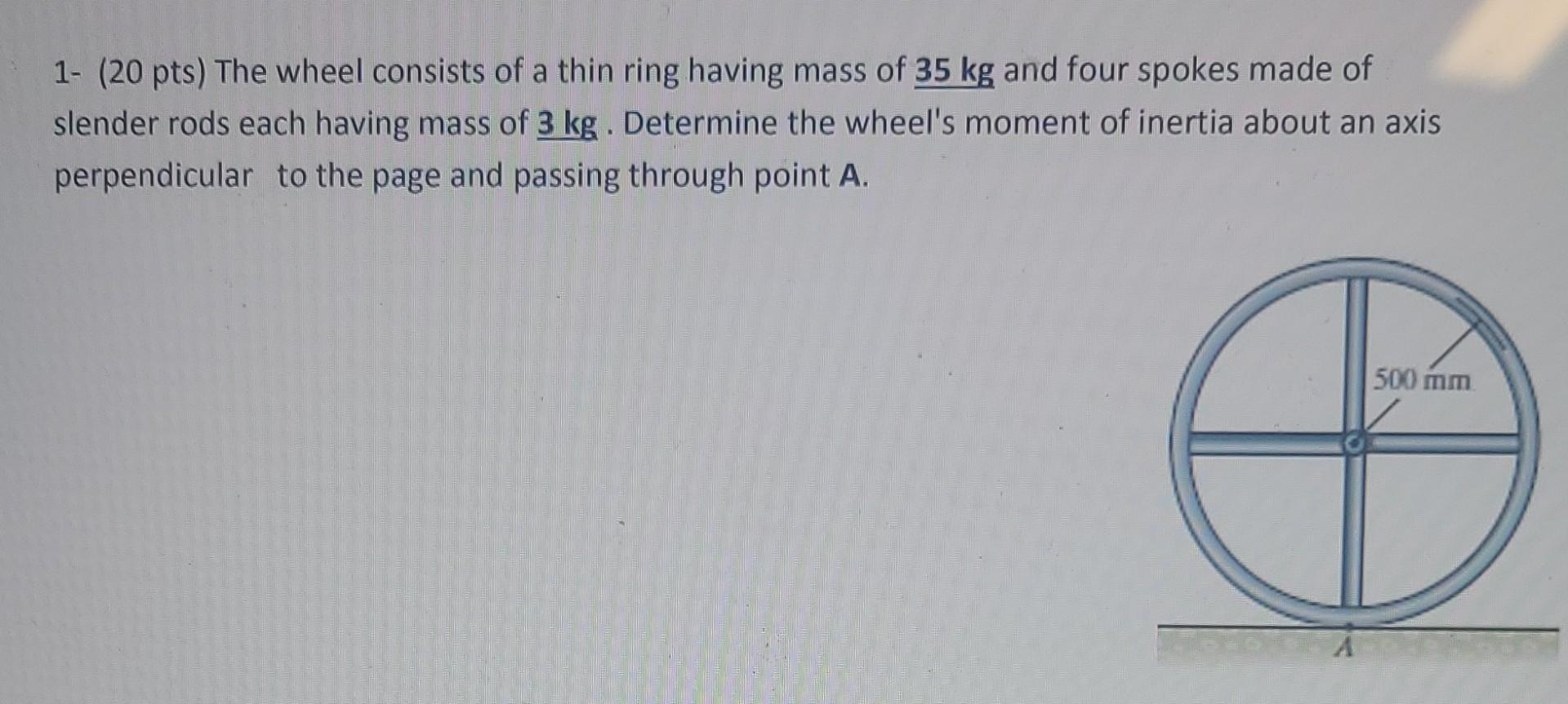 Solved 1- (20 pts) The wheel consists of a thin ring having | Chegg.com