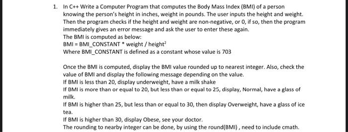 Solved 1. In C++ Write a Computer Program that computes the | Chegg.com