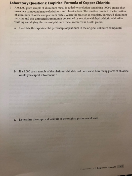 Solved Laboratory Questions Empirical Formula of Copper