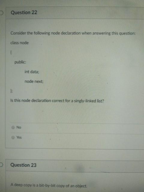 Solved Question 22 Consider the following node declaration | Chegg.com