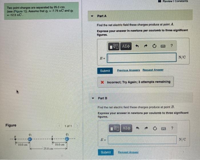 Solved Review Constants Two point charges are separated by | Chegg.com