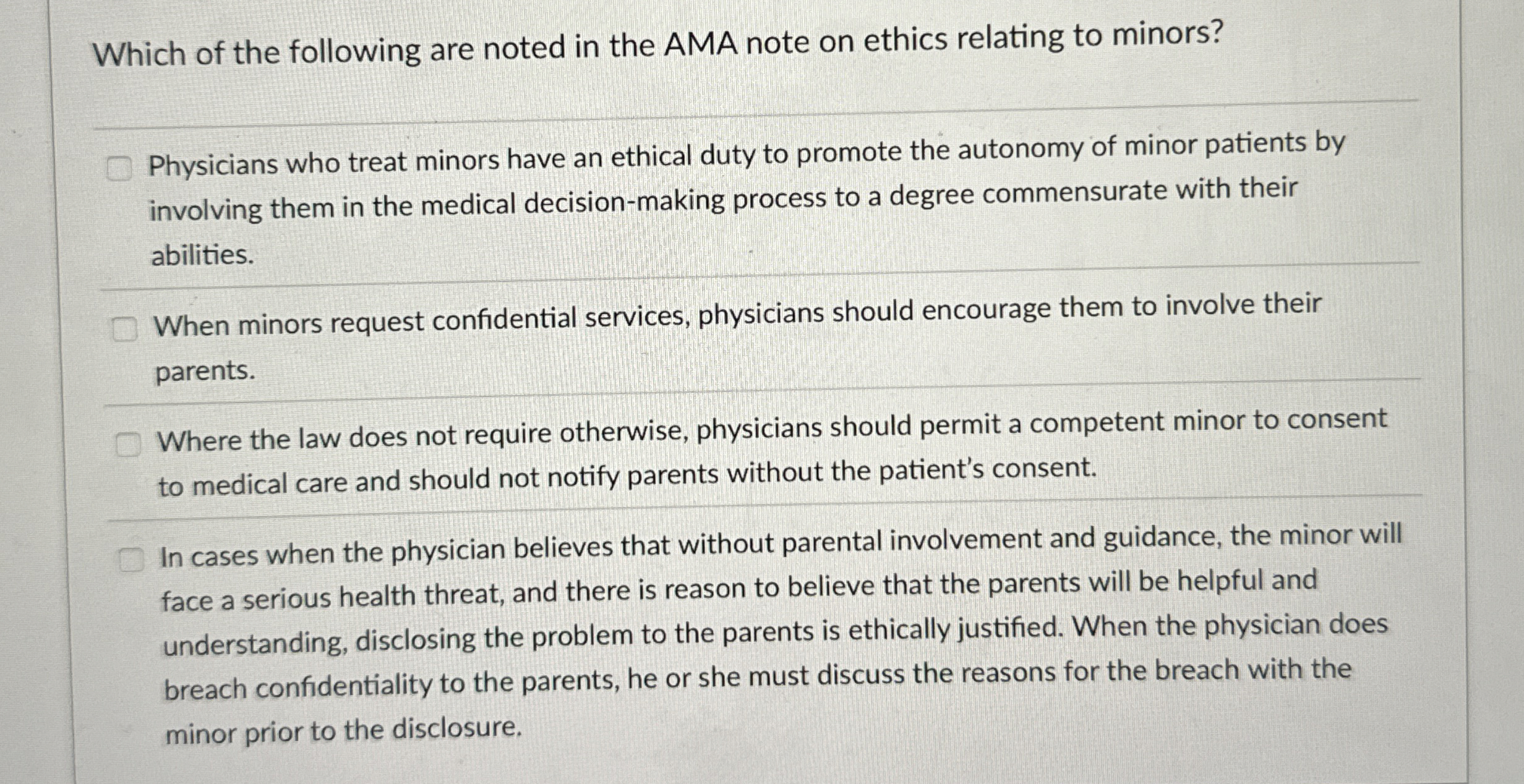 Solved Which of the following are noted in the AMA note on | Chegg.com
