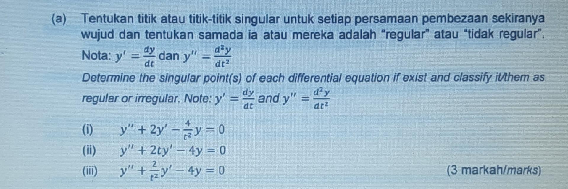 Solved do dc2 (a) Tentukan titik atau titik-titik singular | Chegg.com