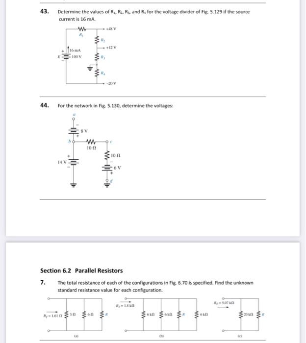 Solved 43. Determine the values of R., RR and R: for the | Chegg.com