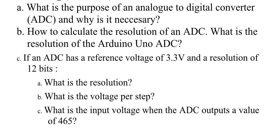 Solved a. ﻿What is the purpose of an analogue to digital | Chegg.com
