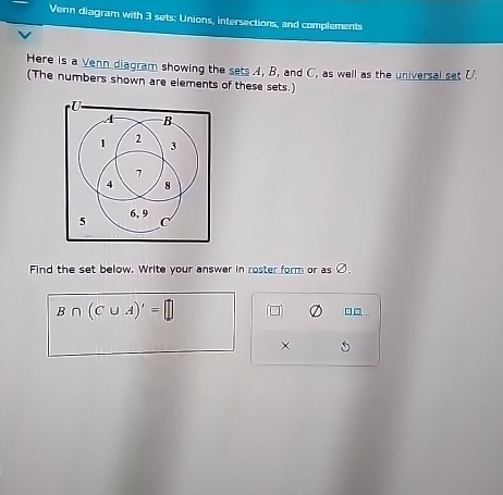 Solved Venn Diagram With 3 ﻿sets; Unions, Intersections, And | Chegg.com