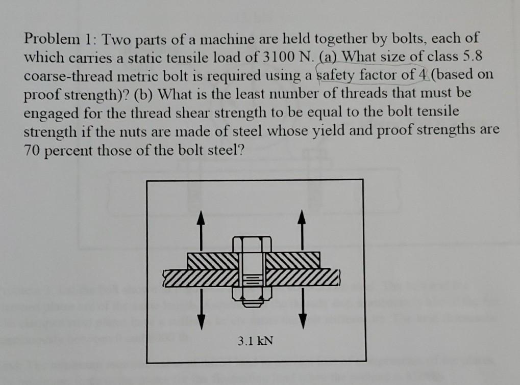 Solved Problem 1: Two Parts Of A Machine Are Held Together | Chegg.com