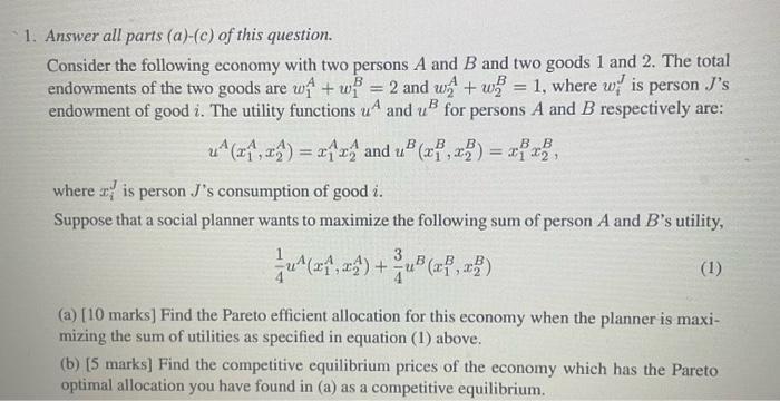 Solved B B BB 1. Answer All Parts (a)-(c) Of This Question. | Chegg.com